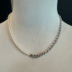 Ana Luisa faux pearl/silver chain statement necklace